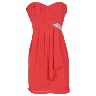 Black Tie Optional Strapless Embellished Designer Dress in Red